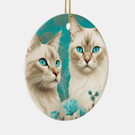 Lilac Lynx Point Siamese Portrait Art Keramik Ornament (Rechts)