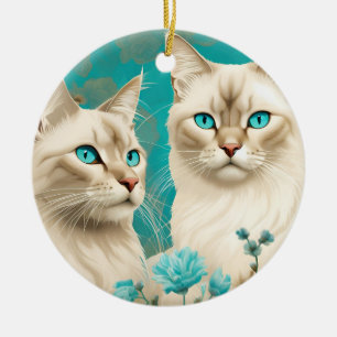 Lilac Lynx Point Siamese Portrait Art Keramik Ornament