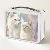 Lilac Lynx Point Siamese Portrait Art Metall Brotdose (Rückseite)