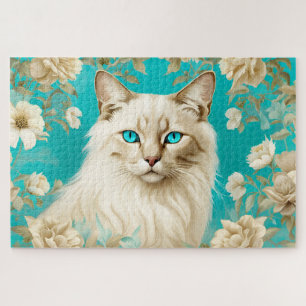 Lilac Lynx Point Siamese Portrait Art Puzzle