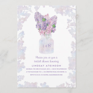Lilac Mason Jar Aquarellfarbenes Brautparty Einladung