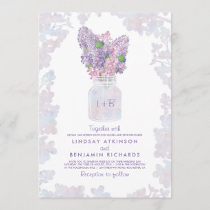Lilac Mason Jar   Floral Watercolor Rustikale Hoch Einladung