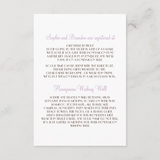 Lilac Mason Jars Brautparty Enclosure Card Begleitkarte (Rückseite)