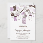 Lilac Mason Jars und Blume Babydusche Einladung (Vorderseite)