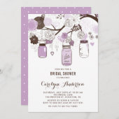 Lilac Mason Jars und Blume Brautparty Einladung (Vorne/Hinten)