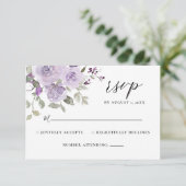Lilac Mauve Dusty Lila Boho Floral Wedding RSVP (Stehend Vorderseite)