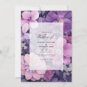 Lilac, Mauve und Silver Floral Wedding Einladung (Vorderseite)