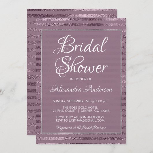 Lilac Metallic Foil Modernes Brautparty Einladung (Vorne/Hinten)