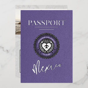 Lilac Mexico Passport Wedding Folieneinladung