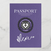 Lilac Mexico Passport Wedding Folieneinladung (Vorderseite)