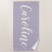 Lilac Minimalistisch Calligraphy Personalisiert Na Strandtuch (Vorderseite)