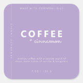 Lilac Minimalistisch Luxus Candle Label Quadratischer Aufkleber (Vorderseite)