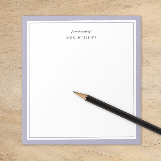 Lilac Minimalistisch Monogram Teacher Gift Notizblock
