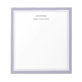 Lilac Minimalistisch Monogram Teacher Gift Notizblock (Vorderseite)