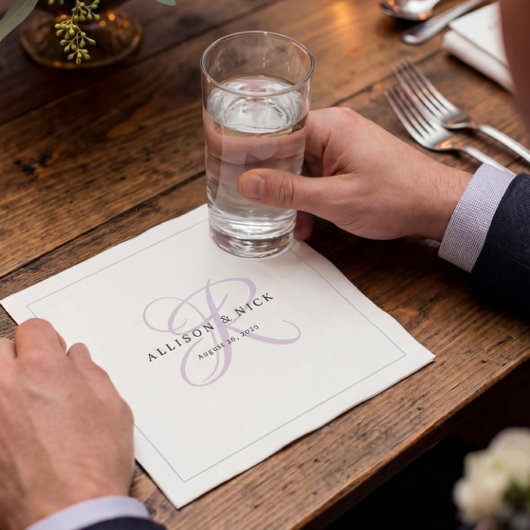 Lilac Minimalistisch Monogram Wedding Serviette