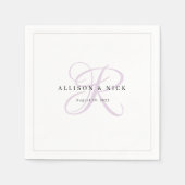 Lilac Minimalistisch Monogram Wedding Serviette (Vorderseite)