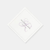 Lilac Minimalistisch Monogram Wedding Serviette (Ecke)