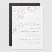 Lilac Minimalistisches handgezeichnet Peonies-Brau Magneteinladung (Vorne/Hinten)