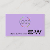 Lilac mit Monogram Logo und Foto Light Lila Visitenkarte (Vorderseite)
