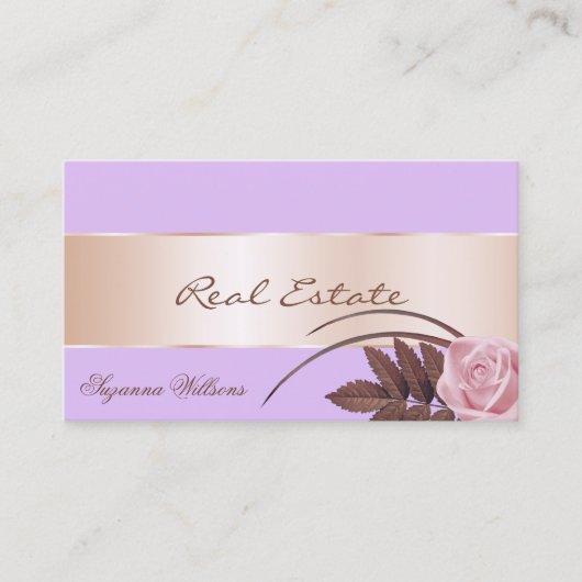 Lilac mit Rose Gold Dekoration und wunderschöne Bl Visitenkarte (Vorderseite)