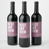 Lilac Modern Best Day Ever Wedding Wine Label Weinetikett (Flaschen)