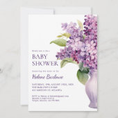 Lilac Modern Elegant Floral Baby Shower Einladung (Vorderseite)