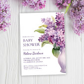 Lilac Modern Elegant Floral Baby Shower Einladung