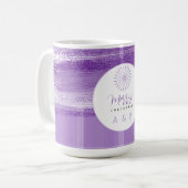 Lilac Modern Kariert Monogram Kaffeetasse (Vorderseite Links)