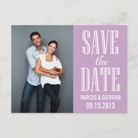Lilac Modern Typografie Save the Date Postkarte (Vorderseite)