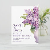Lilac Moderne Rustikale Hochzeit mit floraler Eleg Save The Date (Stehend Vorderseite)