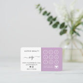Lilac Monogram Beauty Salon Business Loyalty Card Treuekarte (Stehend Vorderseite)