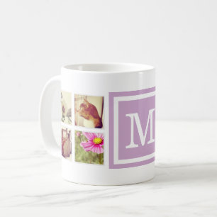 Lilac Monogram Instagram Foto Collage Tasse