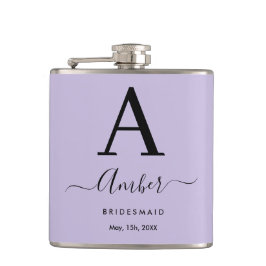 Lilac Monogram Personalisierte Bridesmaid Hiflask Flachmann