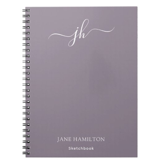 Lilac Monogram Sketchbook mit Name Notizblock (Vorderseite)