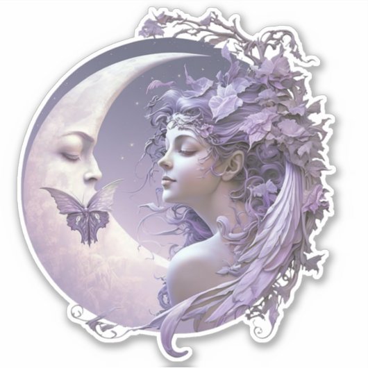 Lilac Moon Fairy und Butterfly Aufkleber (Vorderseite)