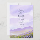 Lilac Night Mountain Field Save the Date Card Einladung (Vorderseite)