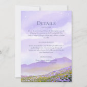Lilac Night Sky Mountains Meadow Wedding Details Einladung (Vorderseite)