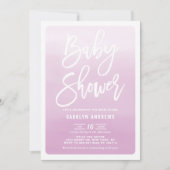 Lilac Ombre Modern Calligraphy Baby Shower Einladung (Vorderseite)