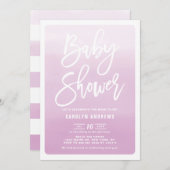 Lilac Ombre Modern Calligraphy Baby Shower Einladung (Vorne/Hinten)