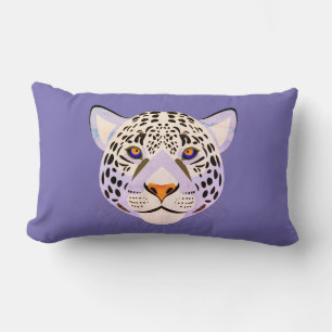 Lilac & Orange Leopard Head Lumbar Pillow Lendenkissen