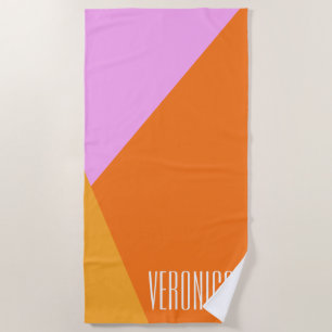 Lilac Orange und Yellow Geometric Art Personalisie Strandtuch