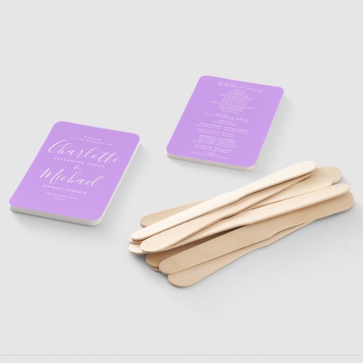 Lilac Orchid Lavender Script Wedding Program Fächer (Non-assembled)
