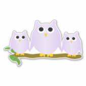 Lilac Owls Design Aufkleber (Vorderseite)