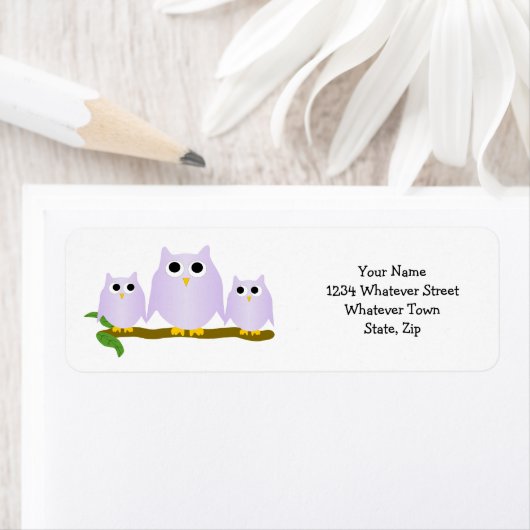 Lilac Owls Design Return Address (Insitu)