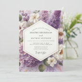 Lilac Painterly Blossom Wedding Einladung (Stehend Vorderseite)