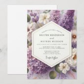 Lilac Painterly Blossom Wedding Einladung (Vorne/Hinten)
