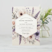 Lilac Painterly Meadow Wedding Einladung (Stehend Vorderseite)