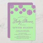 Lilac Paper Lanterns Green Baby Dusche Einladung (Vorne/Hinten)