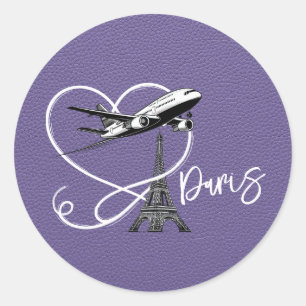 Lilac Paris Passport Runder Aufkleber