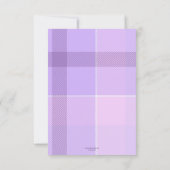 Lilac Pastel Kariert Baby Foto Danke Karte (Rückseite)